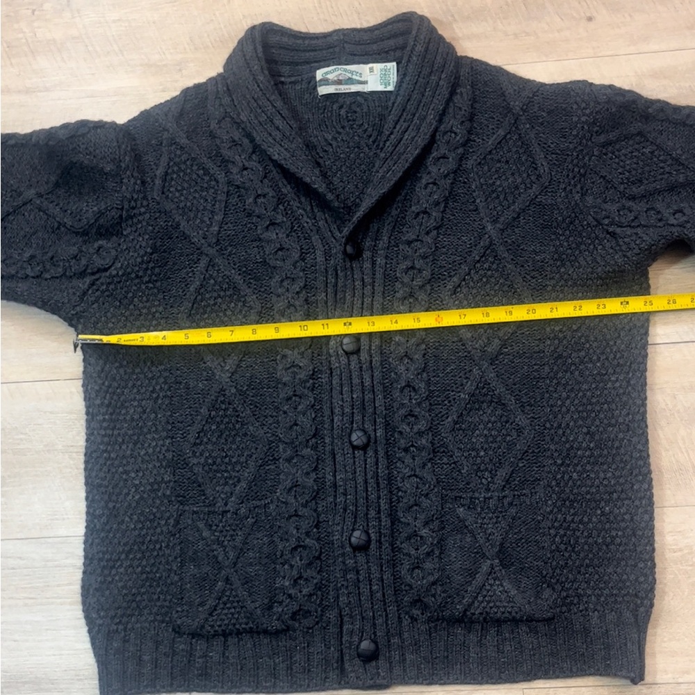 Aran Crafts Men’s 100% Merino Wool Cable Knit Shawl Collar Cardigan Sweater XXL - Picture 8 of 10